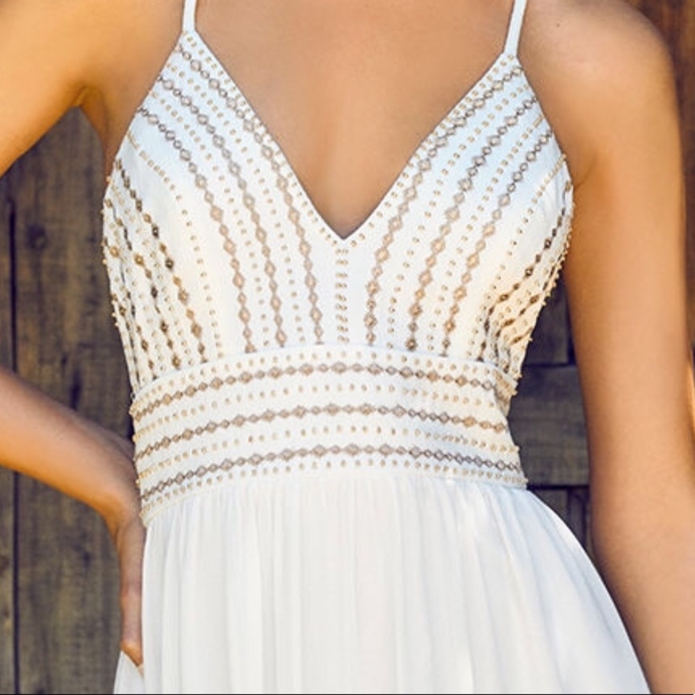 White and Gold Maxi Dress